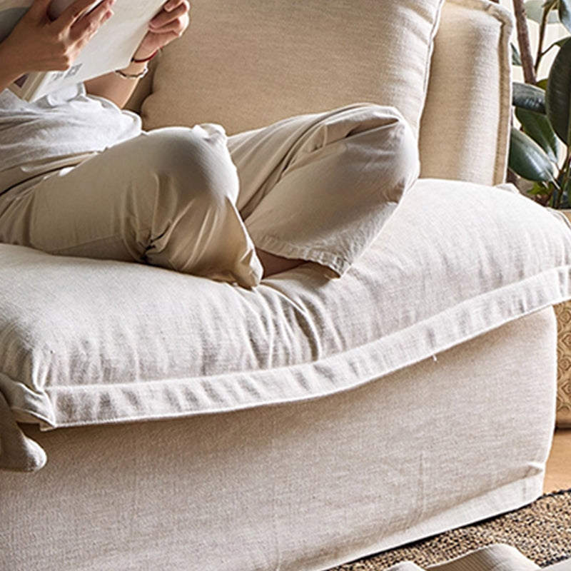 Aokaze White Linen Fabric Slipcovered Sofa