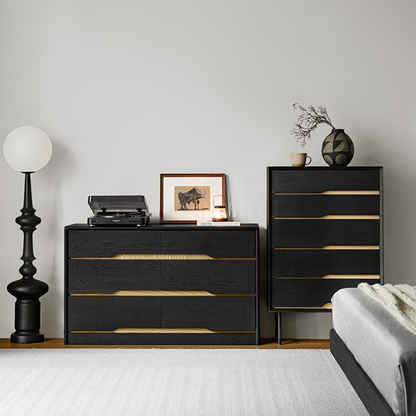 Euno Solid Wood Black Storage Dresser