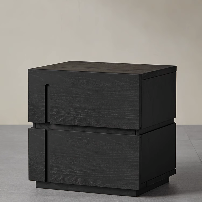 Ordo Solid Wood Black Nightstand