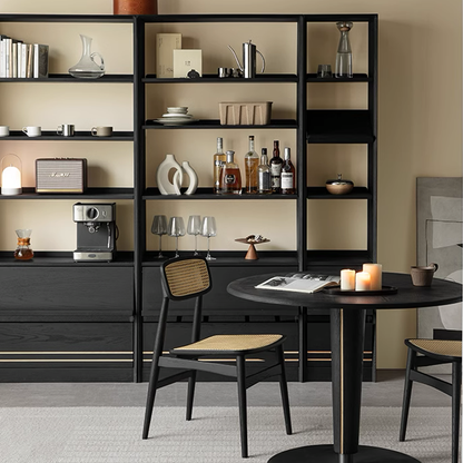 Toki Solid Wood Black Bookcase