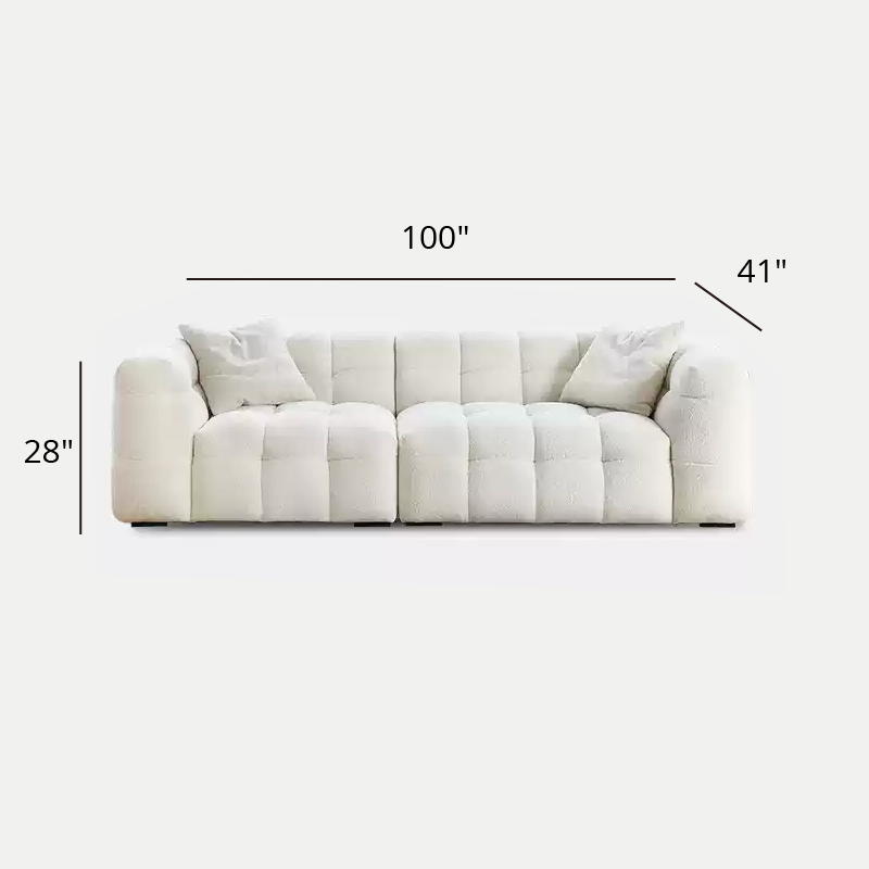 Mobilious-Melloro Cream Bouclé Plush Sofa