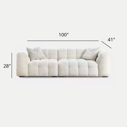 Mobilious-Melloro Cream Bouclé Plush Sofa
