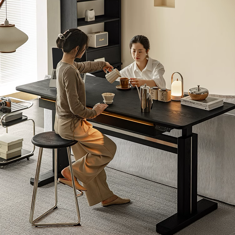 Elevare Solid Wood Black Sit-Stand Desk