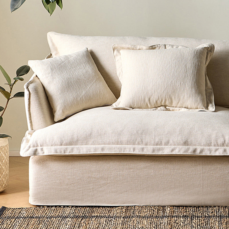 Aokaze White Linen Fabric Slipcovered Sofa