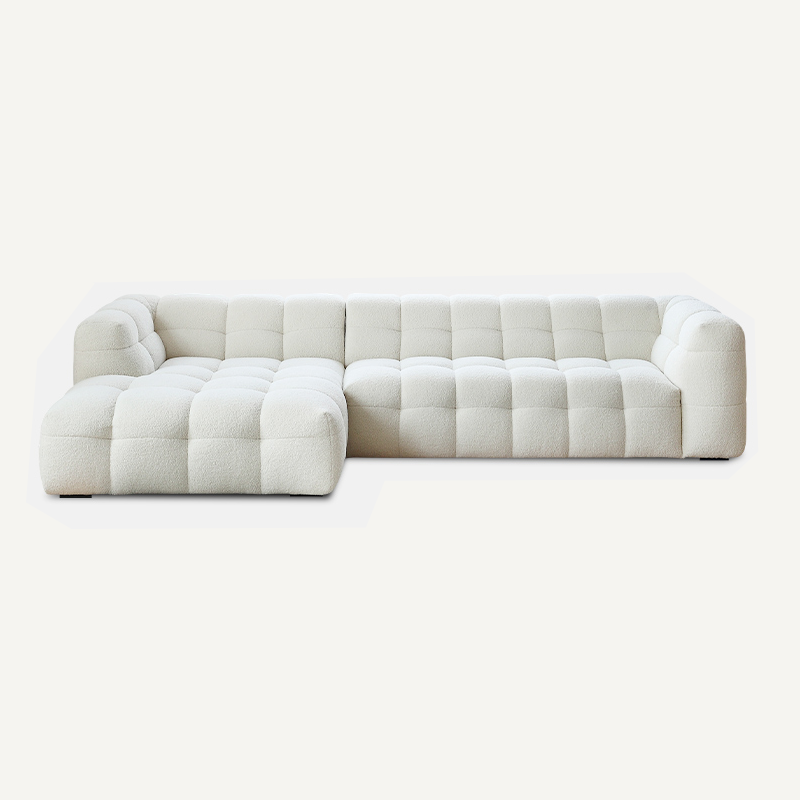 Mobilious-Melloro Cream Bouclé Plush Sofa