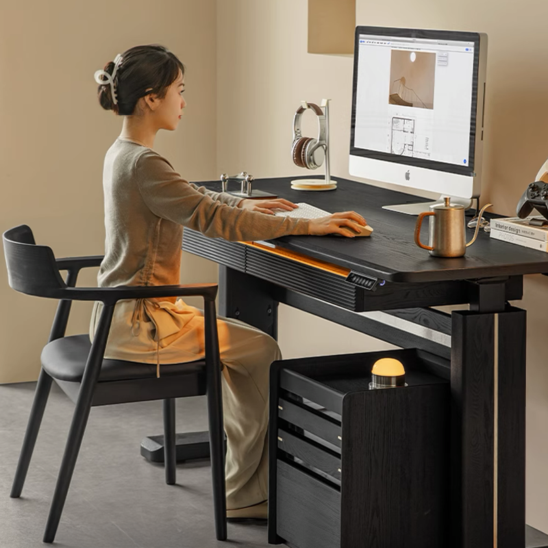Elevare Solid Wood Black Sit-Stand Desk