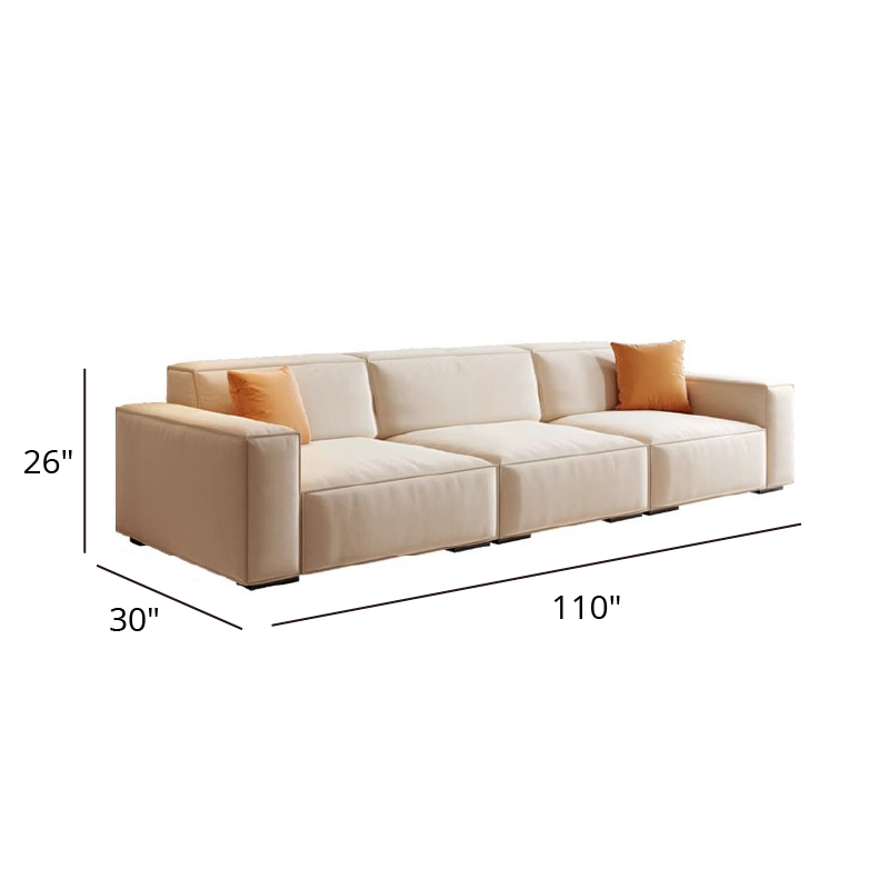 Mobilious-Calda Cream Fabric Straight Sofa