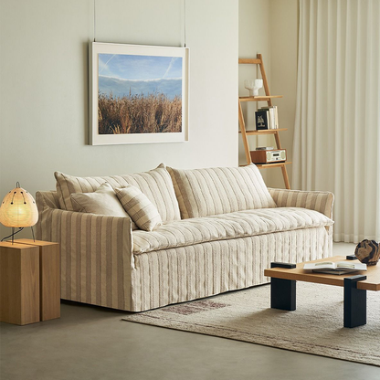 Caldia Beige Bouclé Fabric Deep Seat Sofa