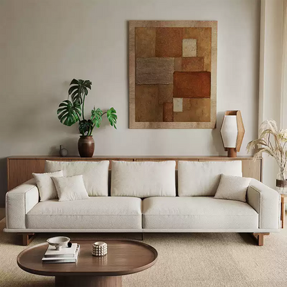 Mobilious-SABIÉRA White Bouclé Fabric Washable Sofa
