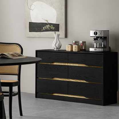 Euno Solid Wood Black Storage Dresser