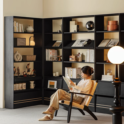 Toki Solid Wood Black Bookcase