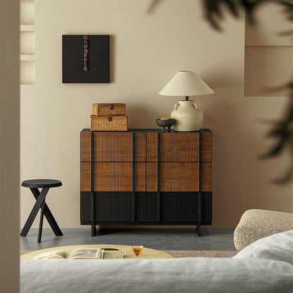 Yusa Solid Wood Black Wabi Dresser