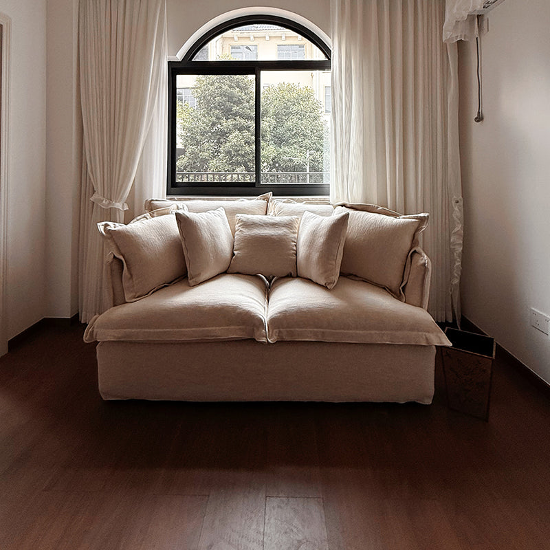 Aokaze White Linen Fabric Slipcovered Sofa