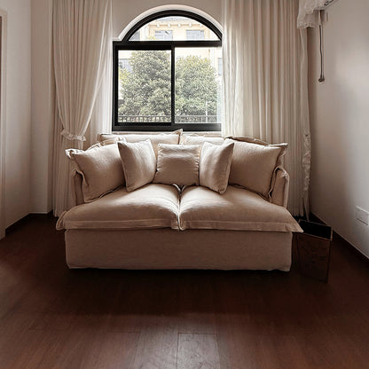 Aokaze White Linen Fabric Slipcovered Sofa