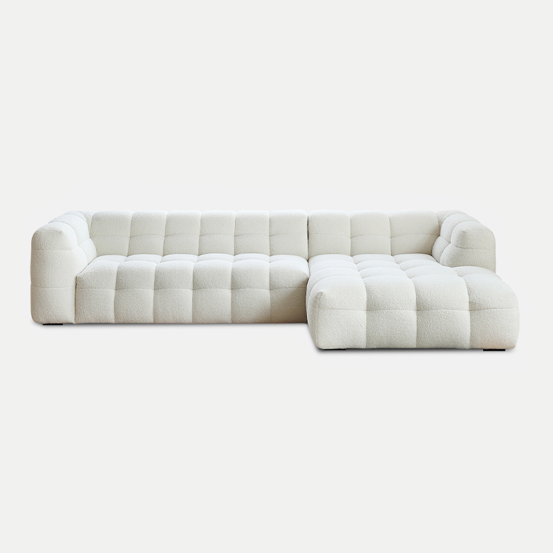 Mobilious-Melloro Cream Bouclé Plush Sofa