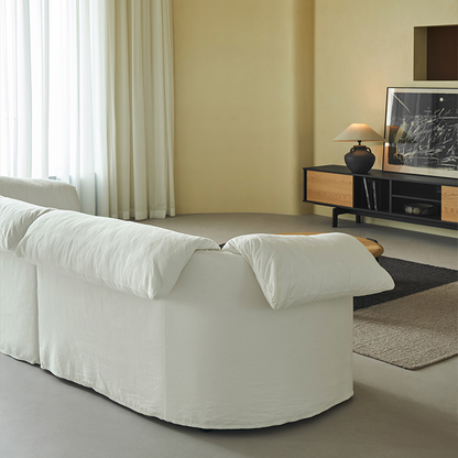 Murelle Linen Fabric Washable White Sofa