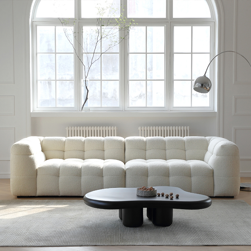 Mobilious-Melloro Cream Bouclé Plush Sofa