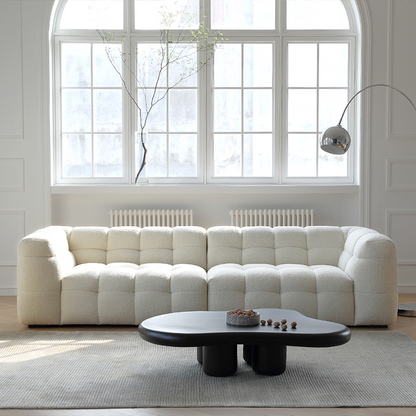 Mobilious-Melloro Cream Bouclé Plush Sofa