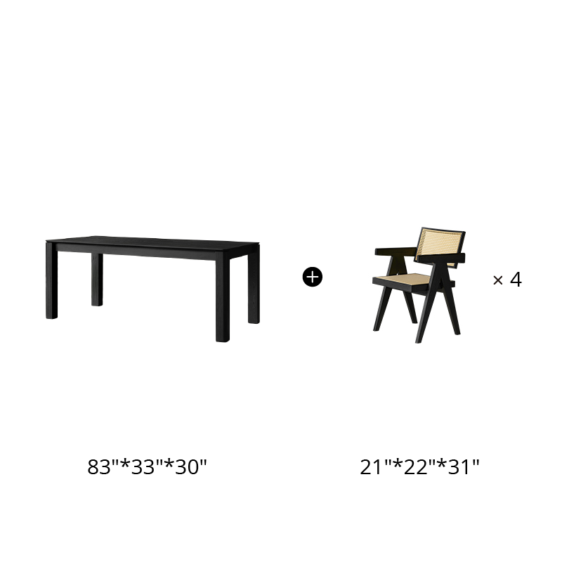 Tenaro Solid Wood Black Dining Table