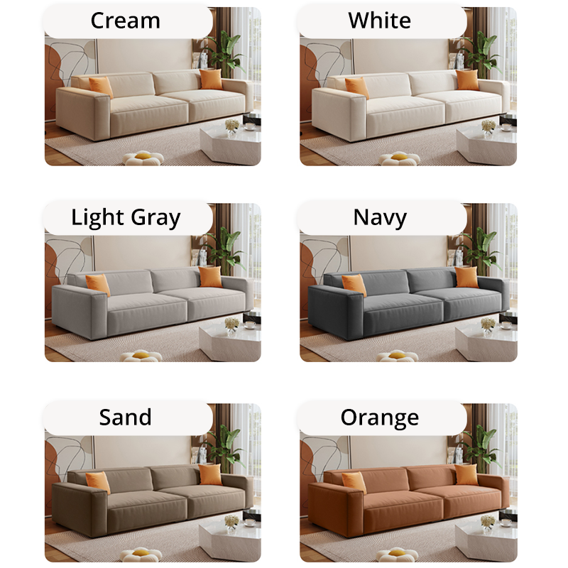 Mobilious-Calda Cream Fabric Straight Sofa