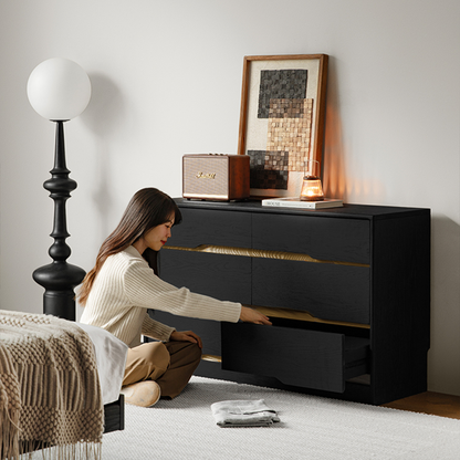 Euno Solid Wood Black Storage Dresser