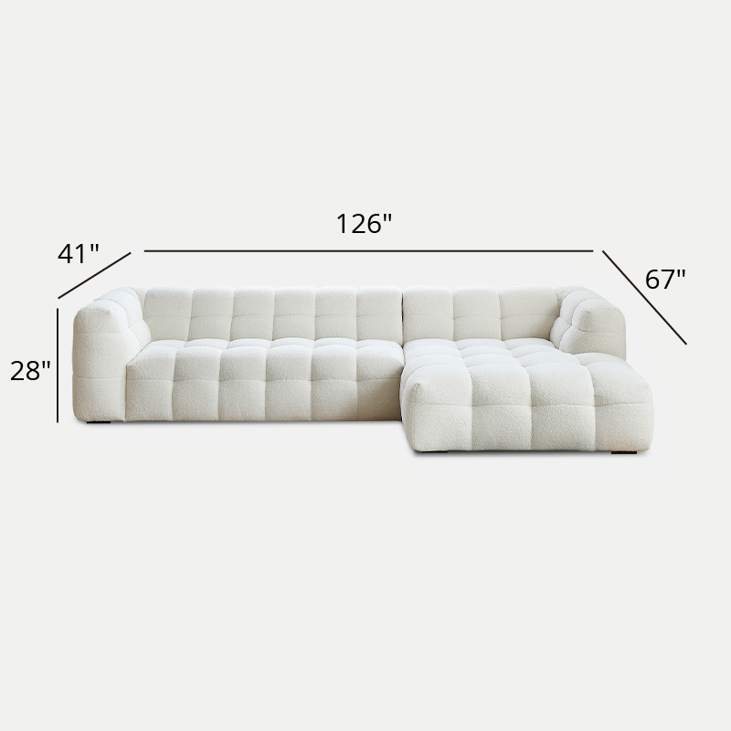 Mobilious-Melloro Cream Bouclé Plush Sofa