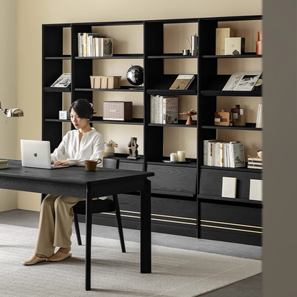 Toki Solid Wood Black Bookcase