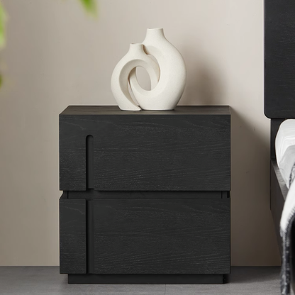 Ordo Solid Wood Black Nightstand