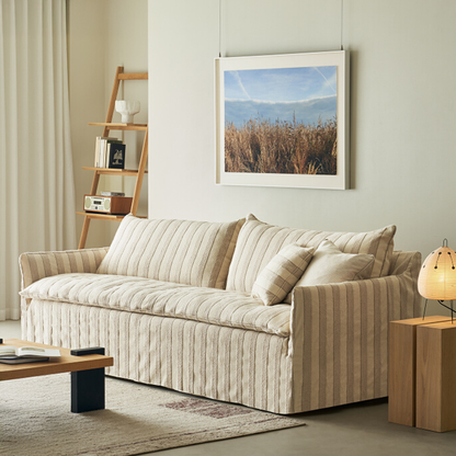 Caldia Beige Bouclé Fabric Deep Seat Sofa