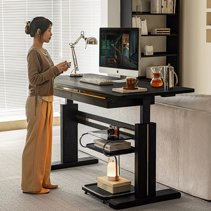 Elevare Solid Wood Black Sit-Stand Desk