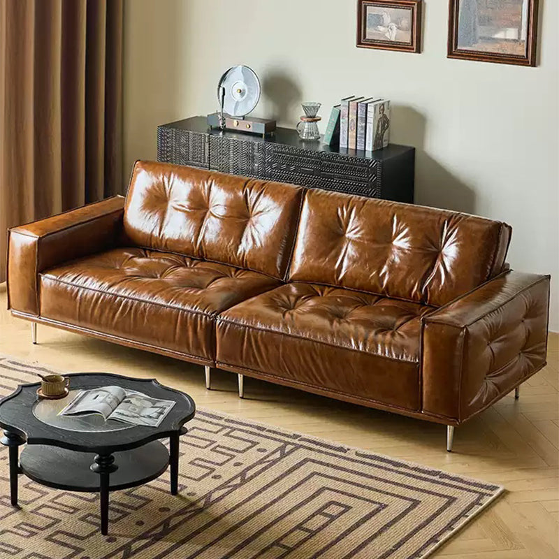 Rivaro Genuine Leather Retro Straight Sofa