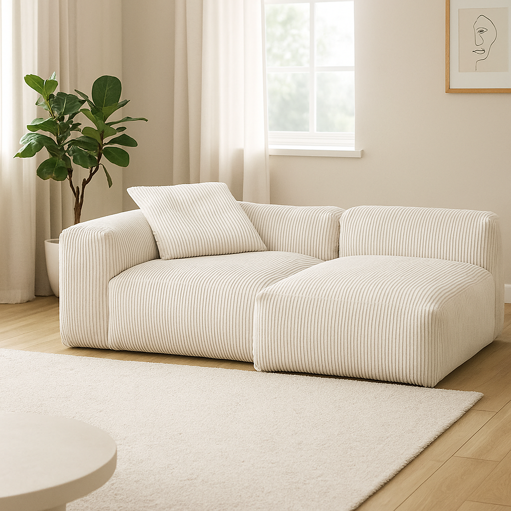 Mobilious-Velvra Corduroy Deep Seat Modular Sectional
