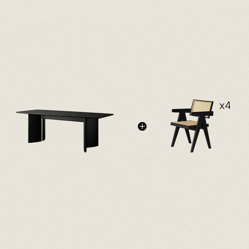 Fjeld Solid Wood Black Dining Table