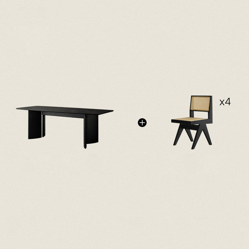 Fjeld Solid Wood Black Dining Table
