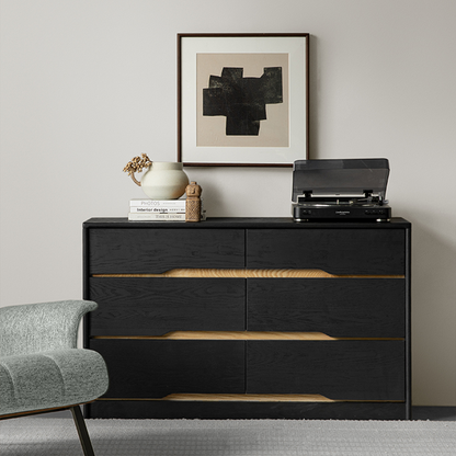 Euno Solid Wood Black Storage Dresser
