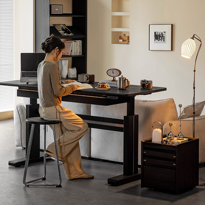 Elevare Solid Wood Black Sit-Stand Desk