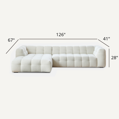 Mobilious-Melloro Cream Bouclé Plush Sofa