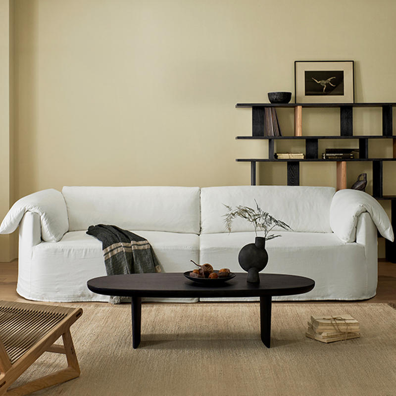 Murelle Linen Fabric Washable White Sofa