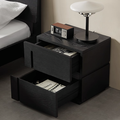 Ordo Solid Wood Black Nightstand