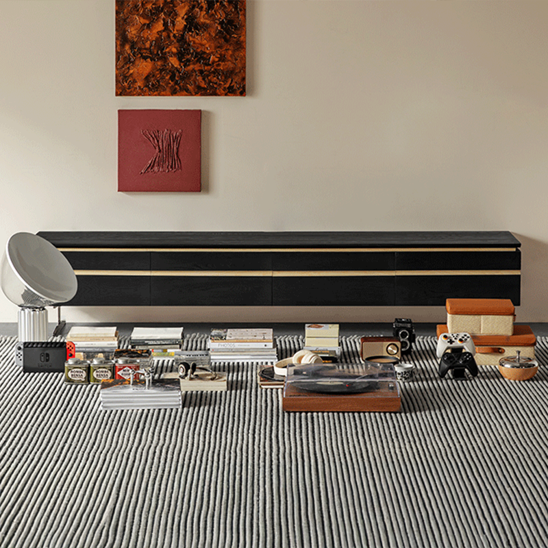 Zentro Solid Wood Black Modern TV Stand