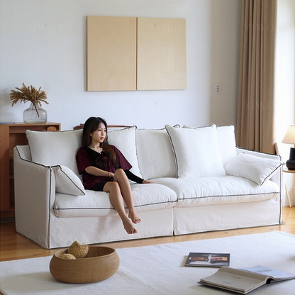 Mobilious-Bluoro Slipcovered White Skirted Sofa
