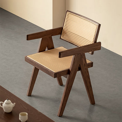 Aruna Solid Wood Modern Rattan Armchair