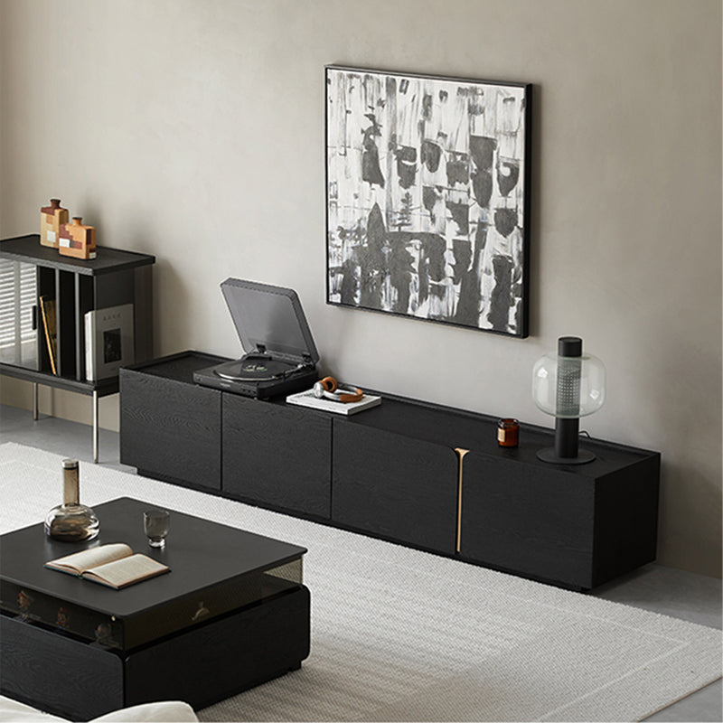 Aterra Solid Wood Black Modern TV Stand