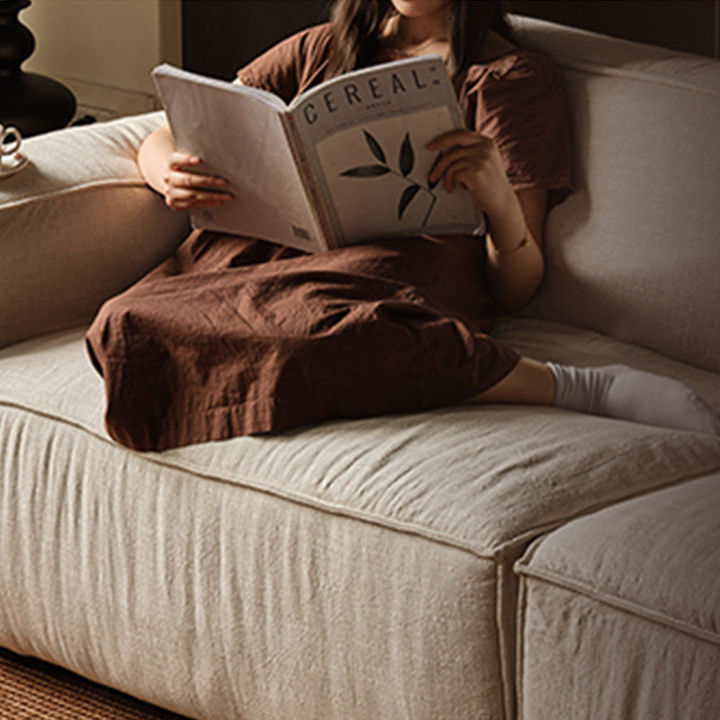 Kusari White Linen Fabric Washable Modular Sofa
