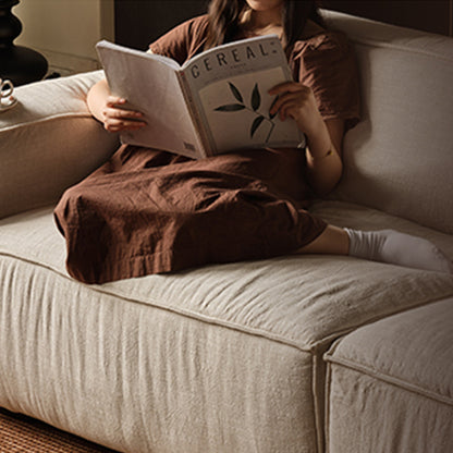 Kusari White Linen Fabric Washable Modular Sofa