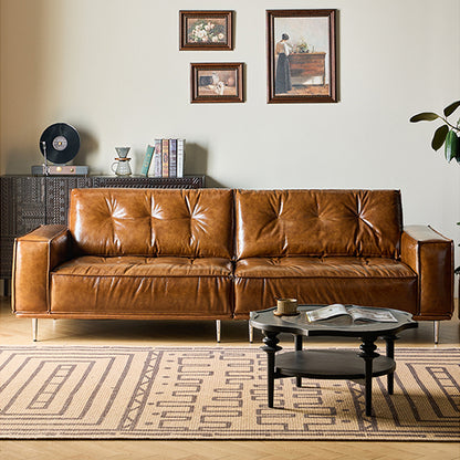 Rivaro Genuine Leather Retro Straight Sofa