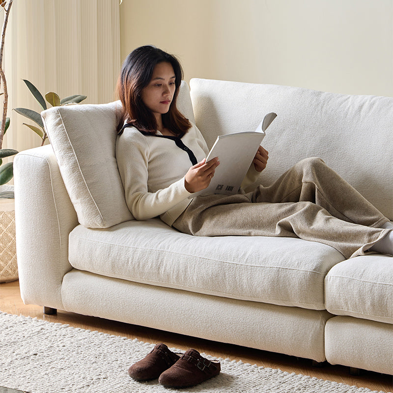 Serica White Linen Fabric Slipcovered Sofa