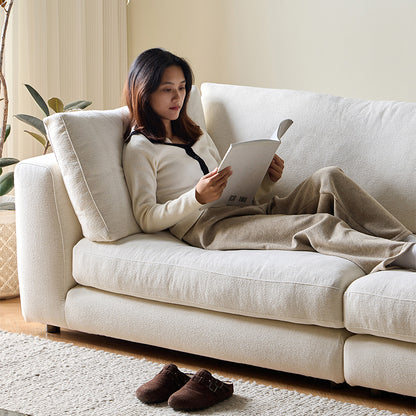 Serica White Linen Fabric Slipcovered Sofa