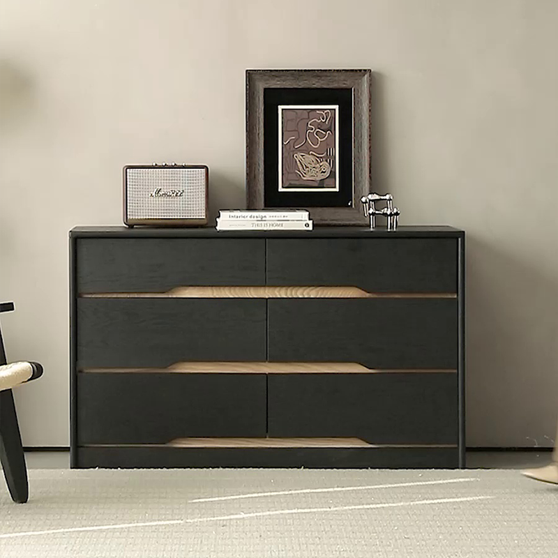 Euno Solid Wood Black Storage Dresser