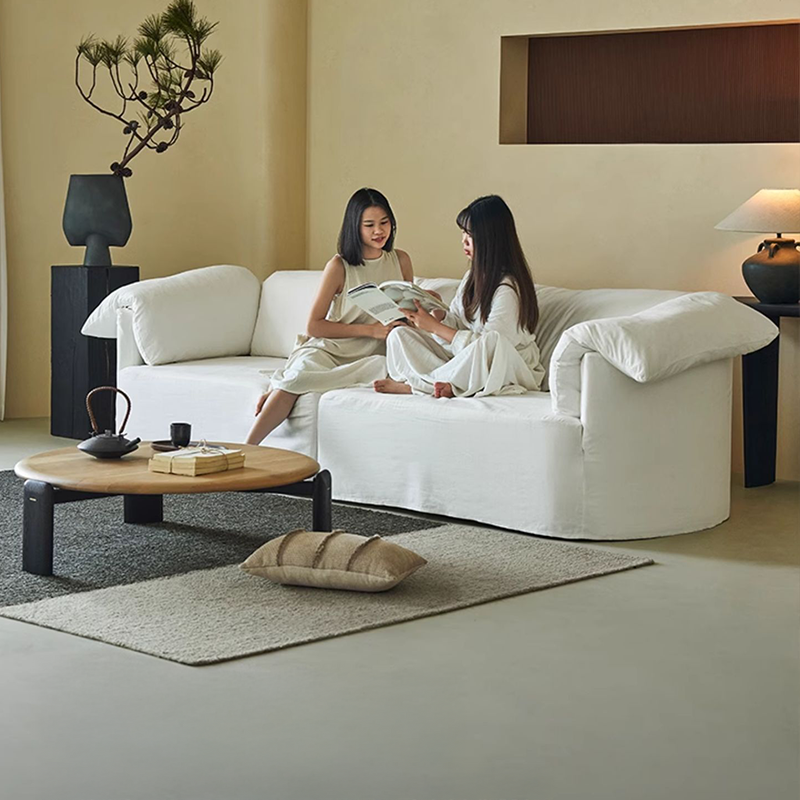 Murelle Linen Fabric Washable White Sofa